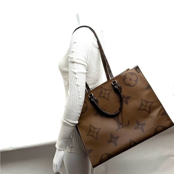 Louis Vuitton On the Go Brown and Light Brown Monogram Large Tote - Picture 11 of 13